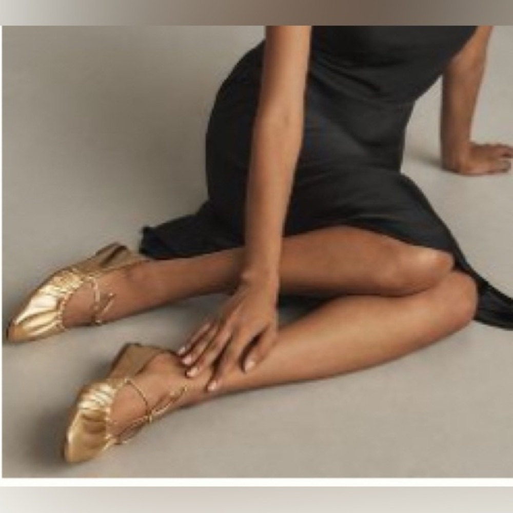 Anthropologie Gold Toe Ballet Flats, size 11
